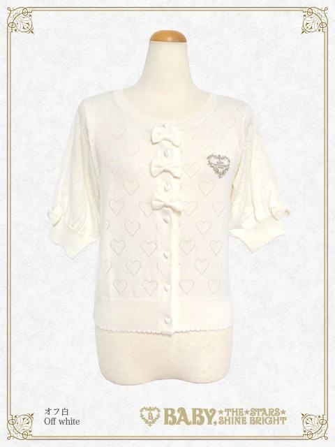 Lovely Heart 五分袖カーディガン(オフシロ)| ベイビー、ザ Lovely Heart 五分袖カーディガン(オフシロ)| ベイビー、ザ
