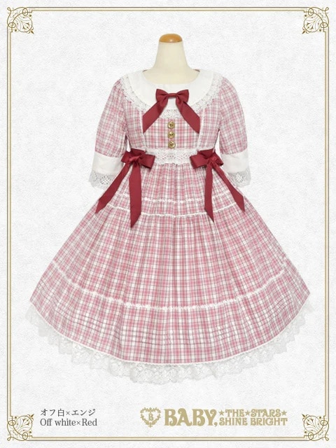 タータンチェックシャーメインワンピース オフシロ