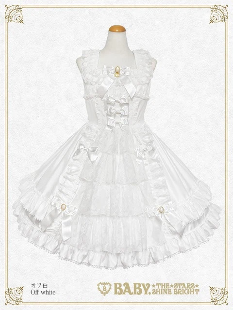 Floral Lacy elegantジャンパースカート オフシロ