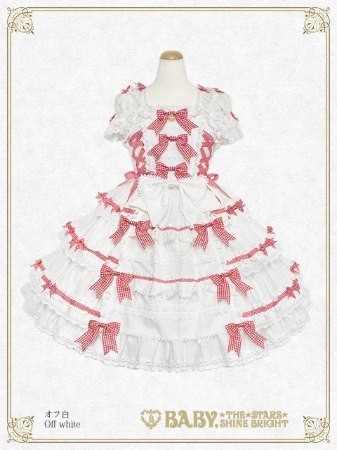 Flancesca Ribbonジャンパースカート オフシロ