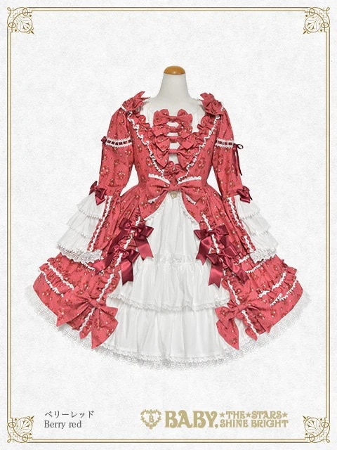 Petit Bouquet Catherineワンピース ベリーレッド