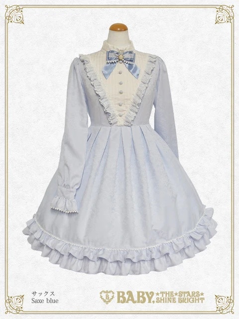 オーナメントジャガード庭園ワンピース サックス