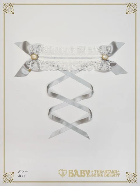 オーナメントジャガード庭園ヘッドドレス グレー