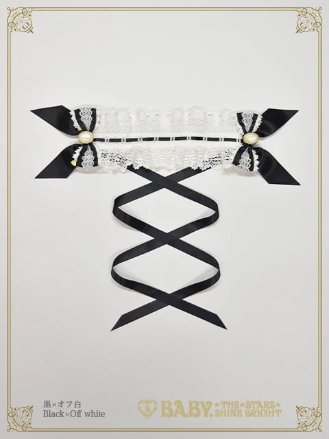 オーナメントジャガード庭園ヘッドドレス クロ