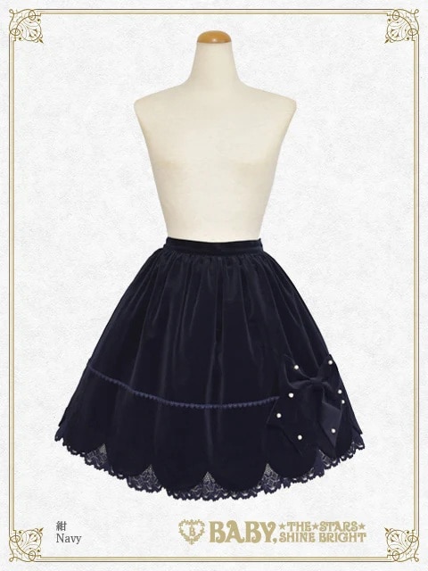 別珍スカラップスカート コン