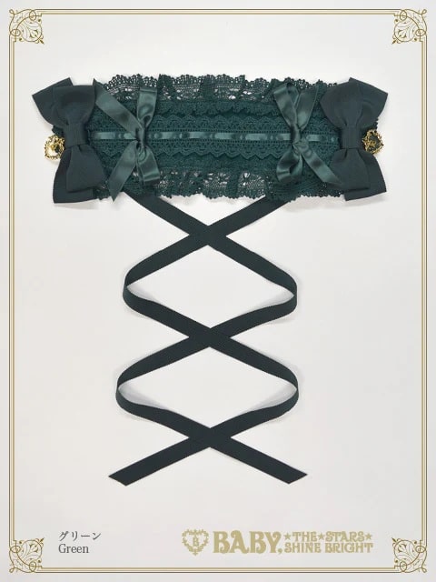 別珍プリンセスドロップヘッドドレス グリーン