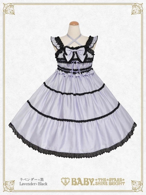 シャーリングベビードールジャンパースカート ラベンダー