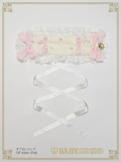 Ruban de Noёl Neigeヘッドドレス オフシロ×ピンク