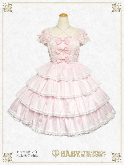 リボンミルキーシュガージャンパースカート ピンク