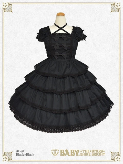 リボンミルキーシュガージャンパースカート クロ×クロ