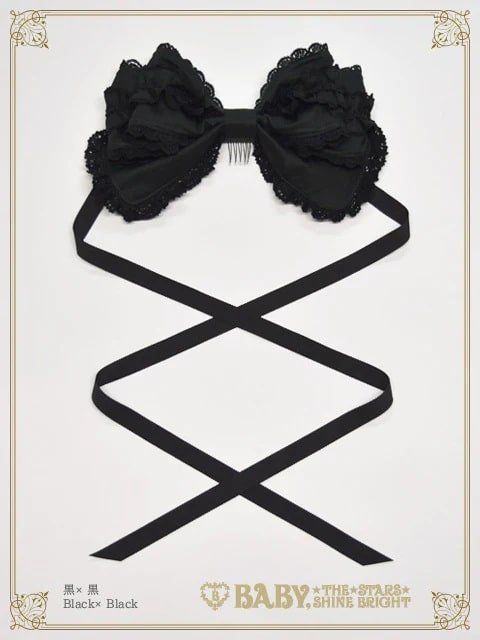 シャン・ドゥ・フルールリボンヘッドドレス クロ×クロ