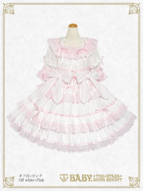 Confiture Ribbon ワンピース オフシロ×ピンク