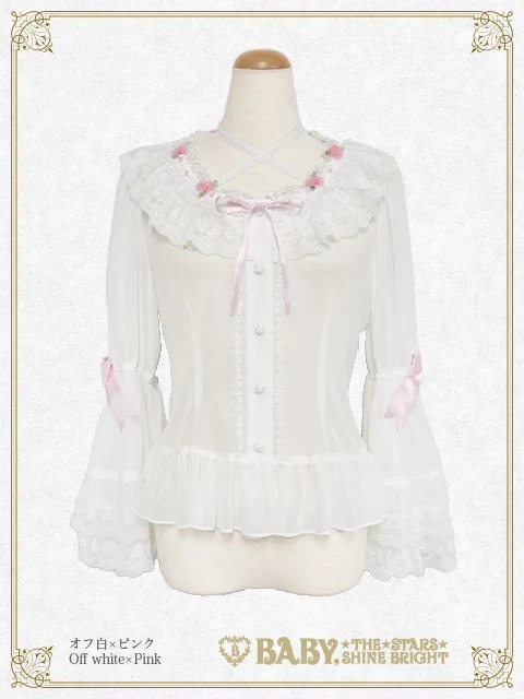 Sugar Little Rose ブラウス オフシロ×ピンク