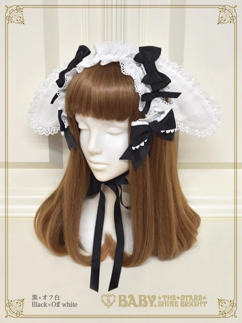 うさくみゃちゃんのうさみみヘッドドレス クロ×オフシロ