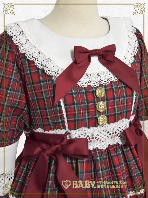 タータンチェックシャーメインワンピース ベージュ