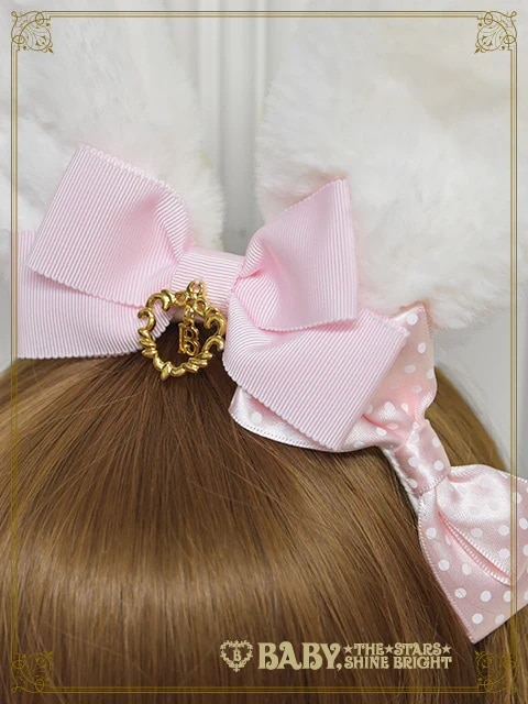うさみみファーカチューシャ オフシロ×プラム