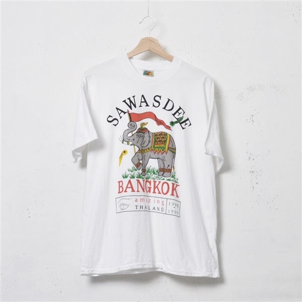 90's カルチャー プリント Bangkok Tシャツ Vintage(Lサイズ ホワイト