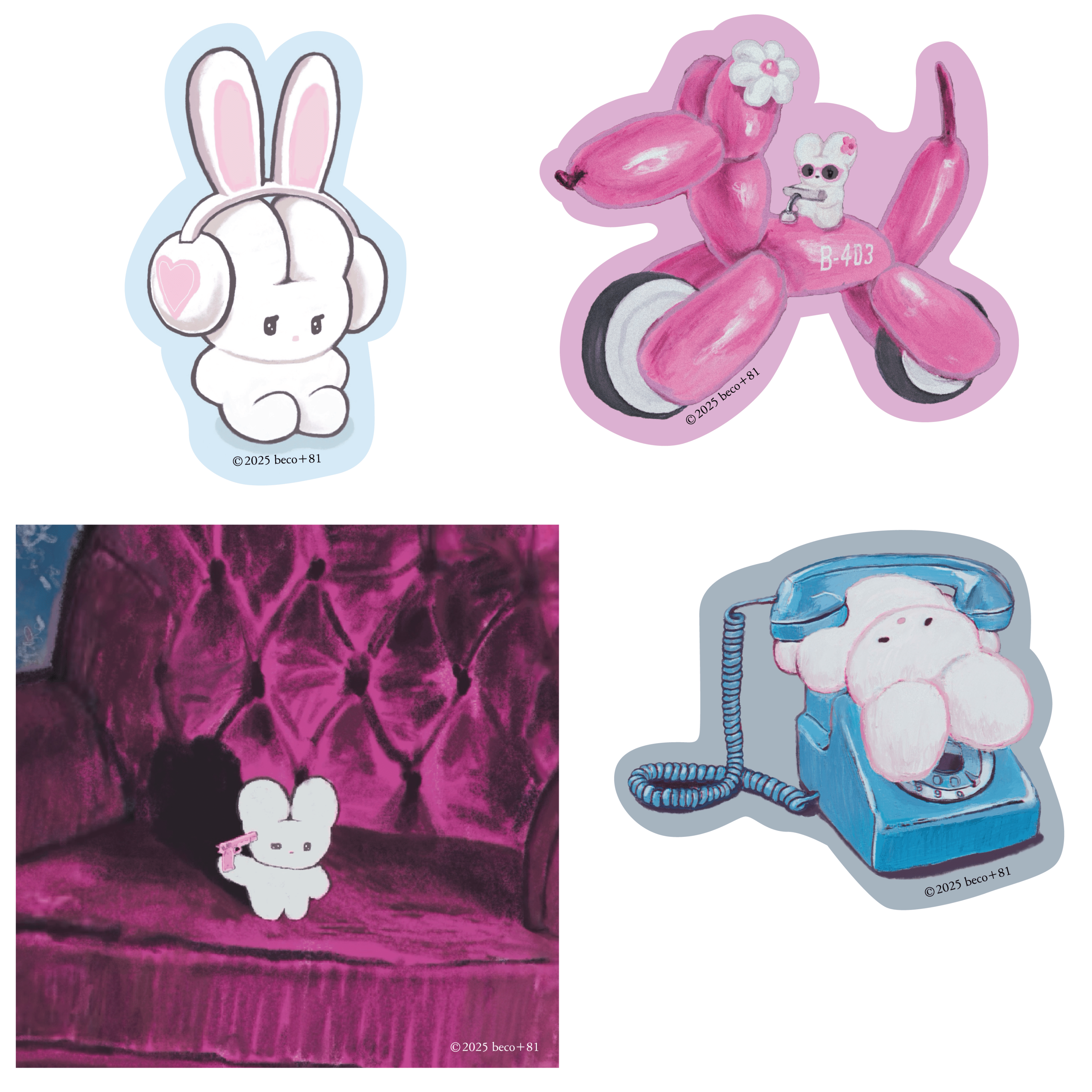 【受注商品】SIRIMIMI USAGI EXHIBITION｜ステッカーB（4枚セット）