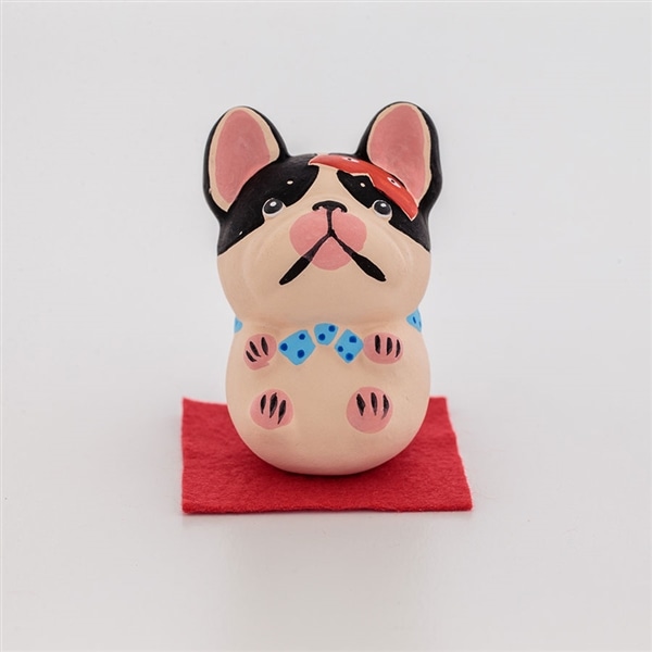 博多人形にわかけん フレンチブルドッグ(白ベージュ×黒)