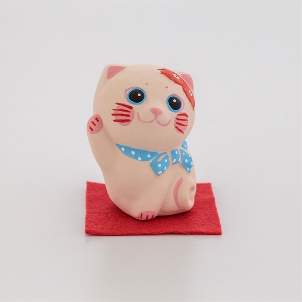 博多人形にわかニャン 白(白ベージュ)