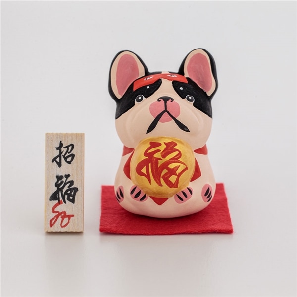 招福にわか犬 フレンチブルドッグ(白ベージュ×黒)