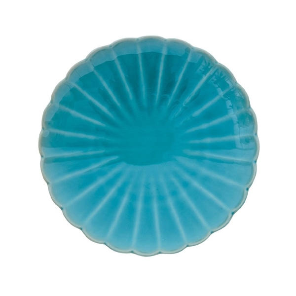 大皿 菊三彩 きくさんさい ターコイズ