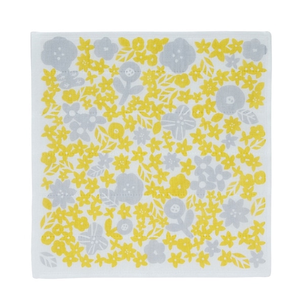 蚊帳生地ふきん Petit Cadeau プチカドー 花あつめイエロー