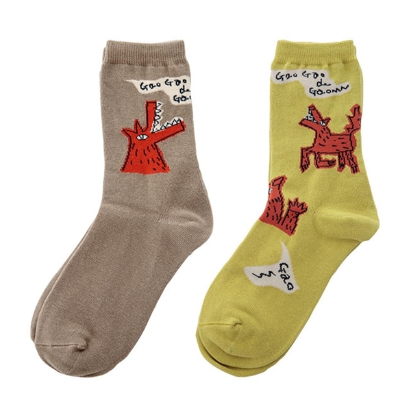 くせ強2Pソックス h(モカ×マスタード[オオカミ])