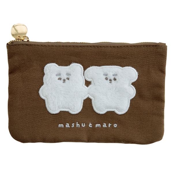 ワッペンポーチ フラットポーチ ましゅとまろ モカ