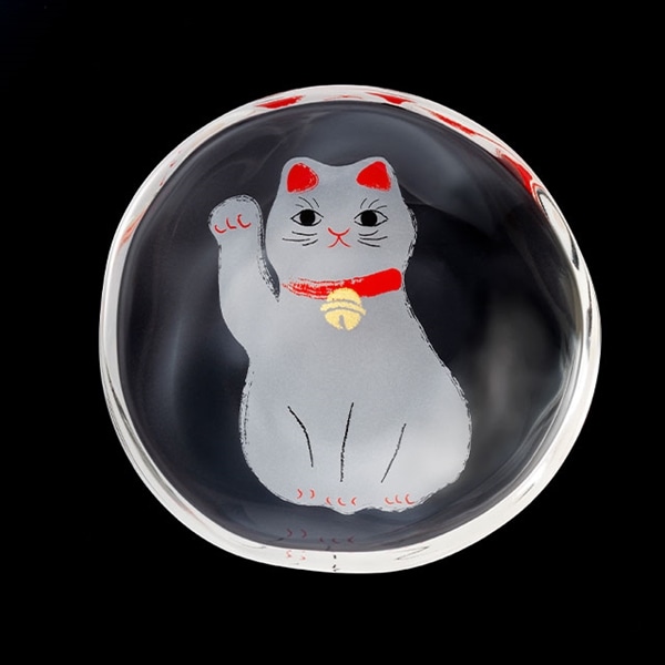 招き猫豆皿 白