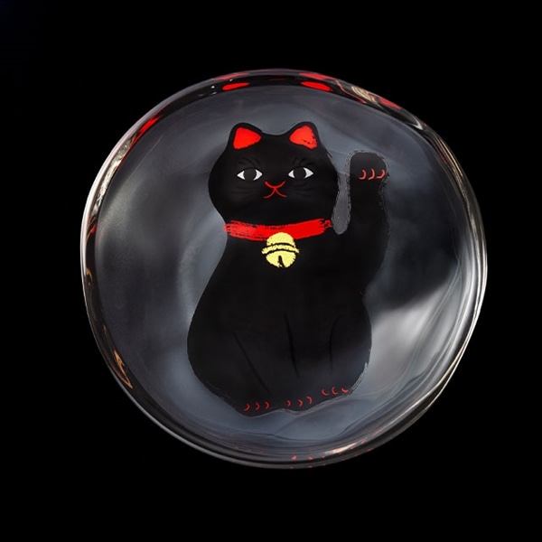 招き猫豆皿 黒