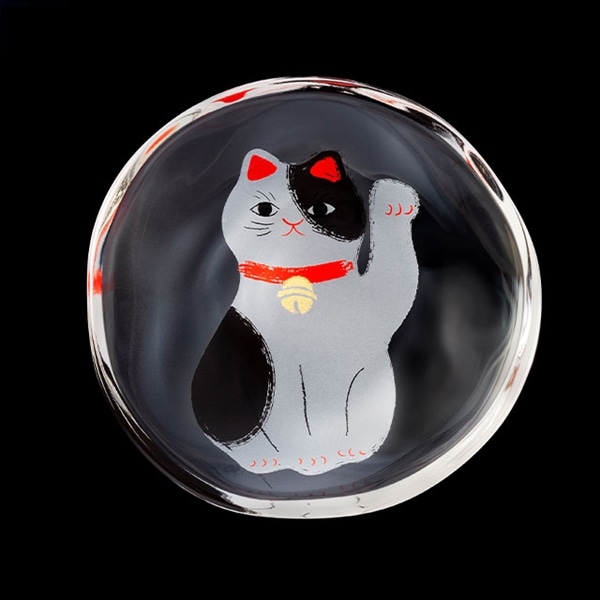 招き猫豆皿 ブチ