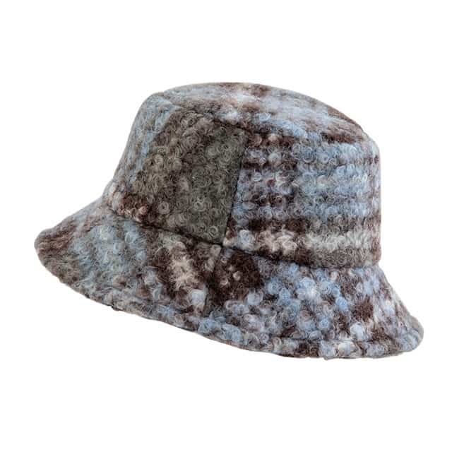 チェックボアバケットハット Teddy テディ ブルー