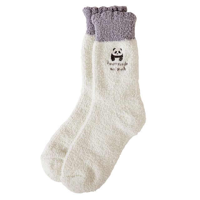 もこもこルームソックス つまんでアニマルズ パンダブラック
