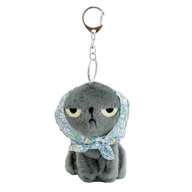 花柄スカーフキーホルダー アングリーマチコフラワー Angry Machiko Flower ブルー