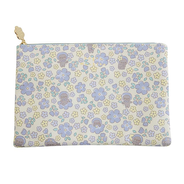 フラットポーチ アングリーマチコフラワー Angry Machiko Flower ブルー