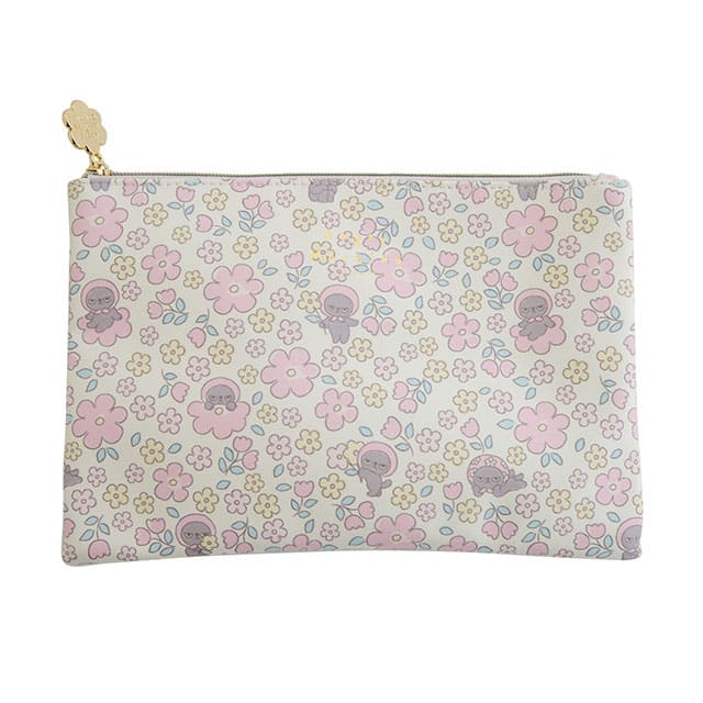 フラットポーチ アングリーマチコフラワー Angry Machiko Flower ピンク