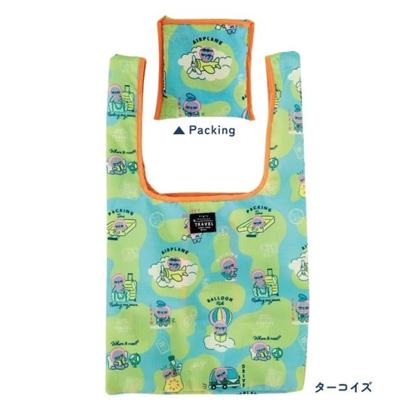 エコバッグS　アングリーマチコトラベル　Angry Machiko Travel ターコイズ