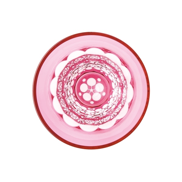 八千代切子 杯 紅梅柄