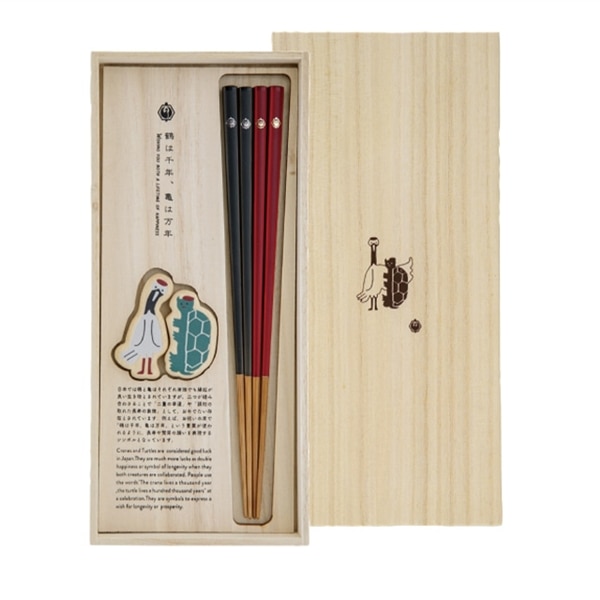 夫婦箸&箸置きセット 鶴亀 つるかめ