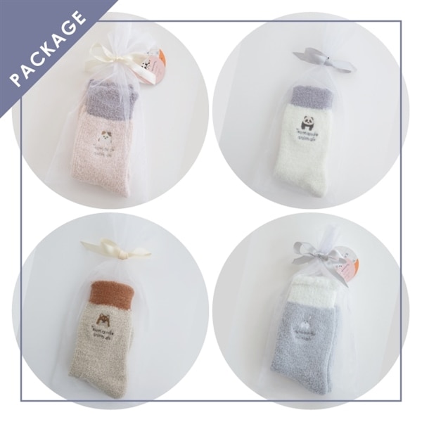 もこもこルームソックス つまんでアニマルズ