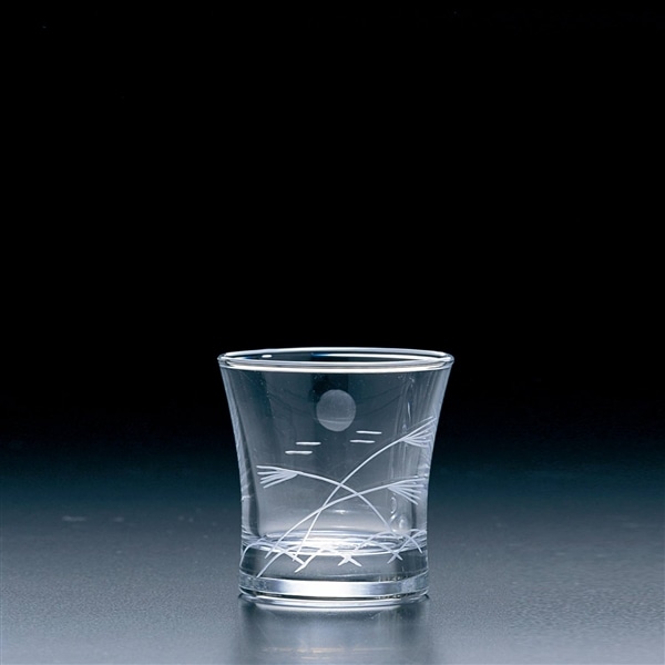 切子杯 ススキと月切子