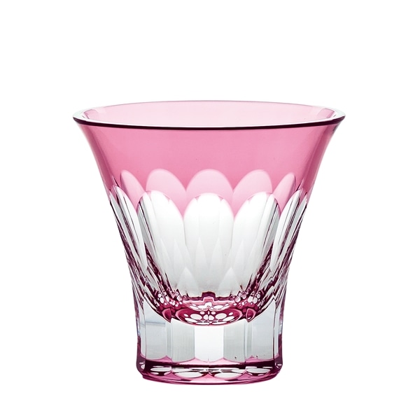 八千代切子 杯 紅梅柄