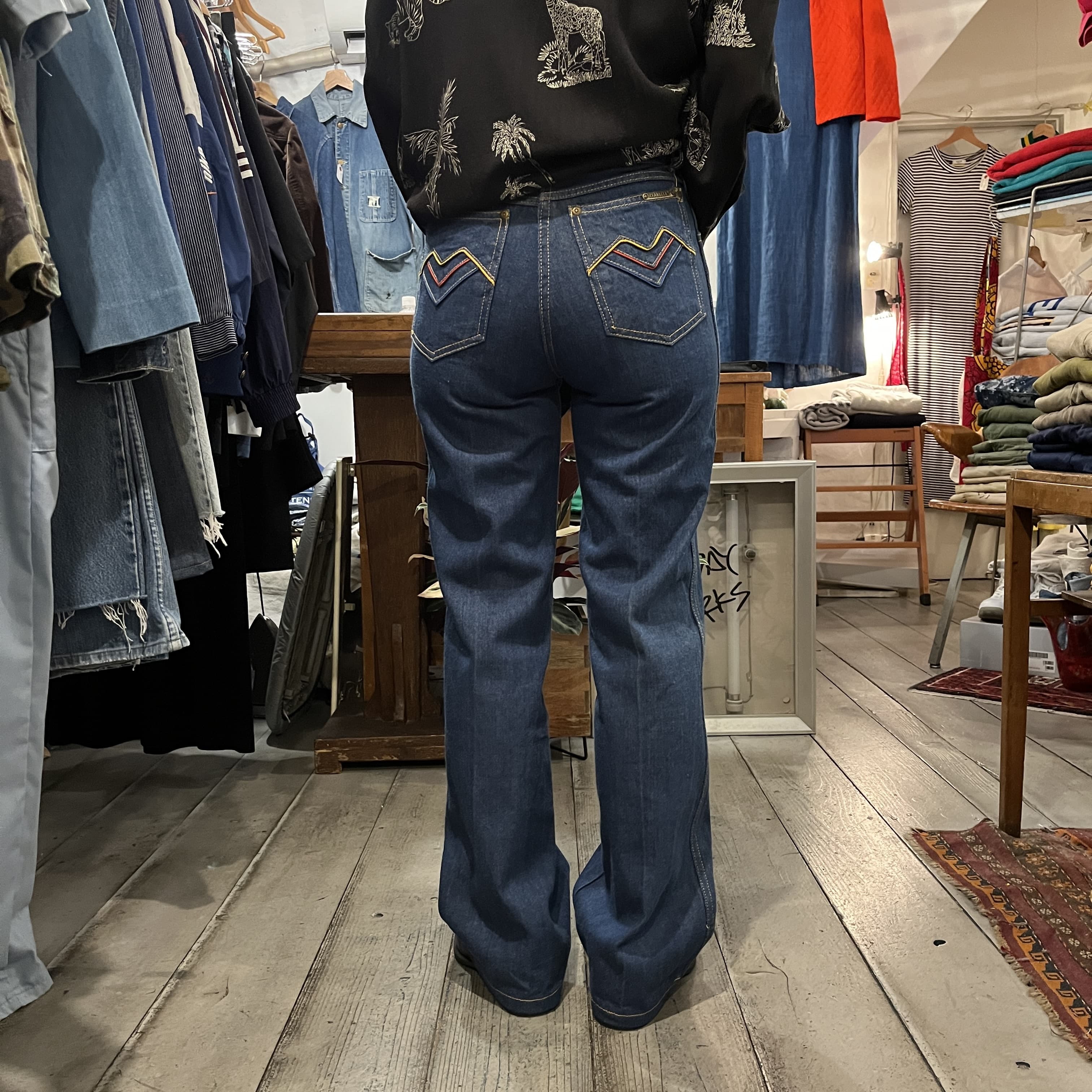 ELY 1970~80's Flare denim pants W26 "Dead Stock"