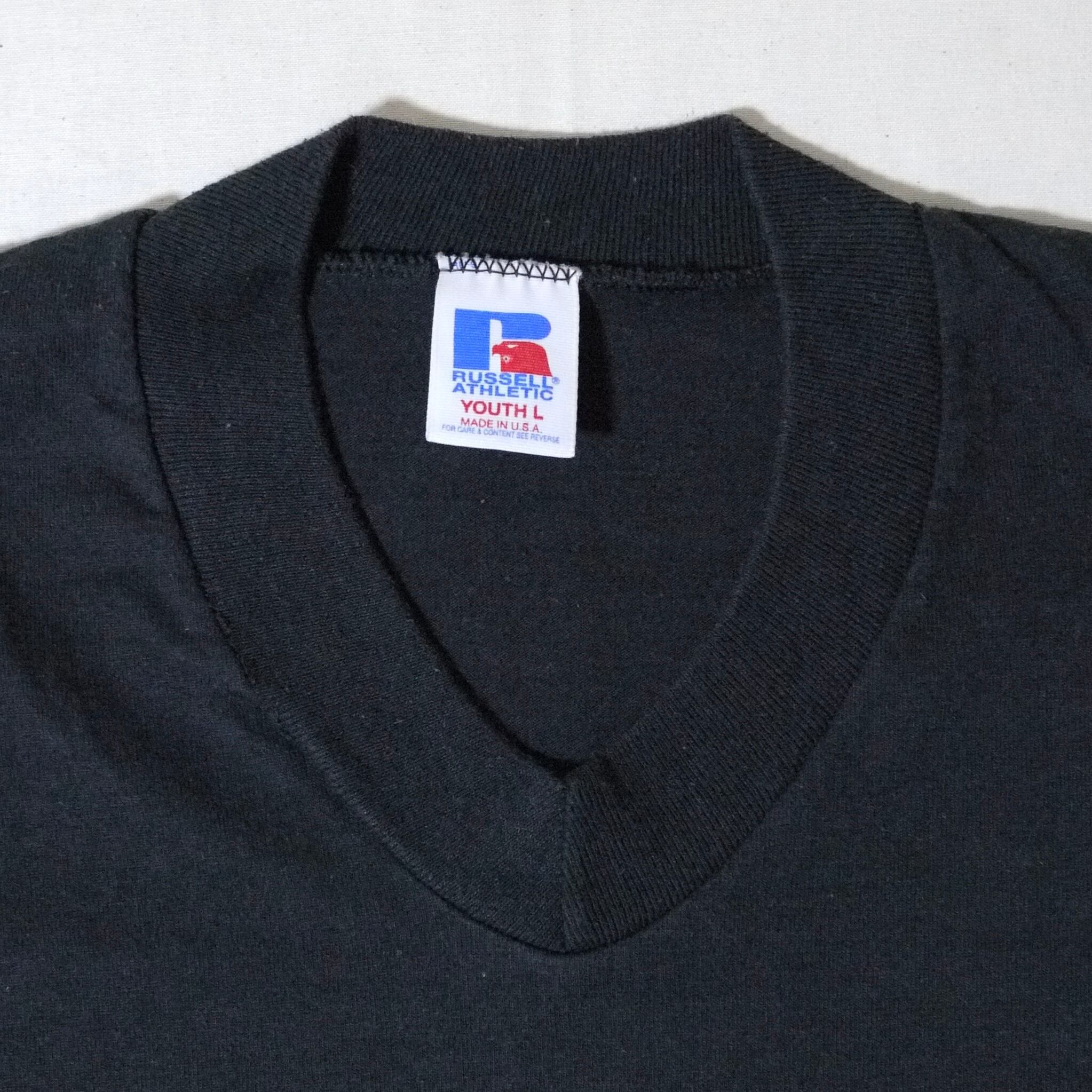 90s USA製 RUSSELLラッセル 無地 前V スウェット 黒 XL