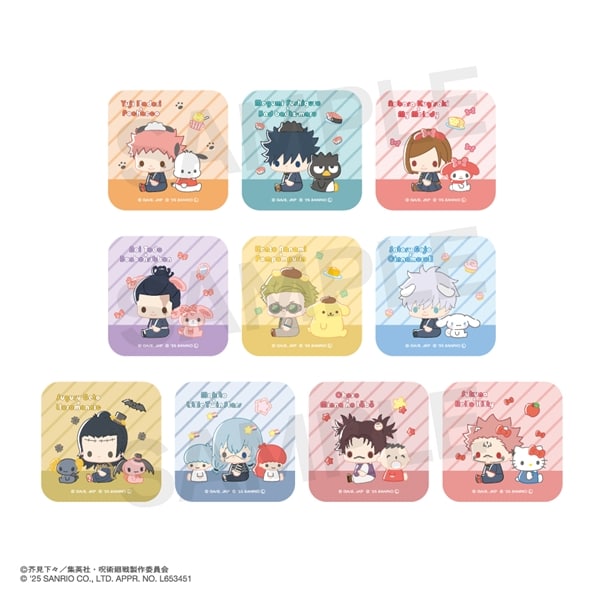 呪術廻戦 × サンリオ キャラクターズ | ランダムスクエア缶バッジ (全10種) | BOX (全10種コンプリート)
