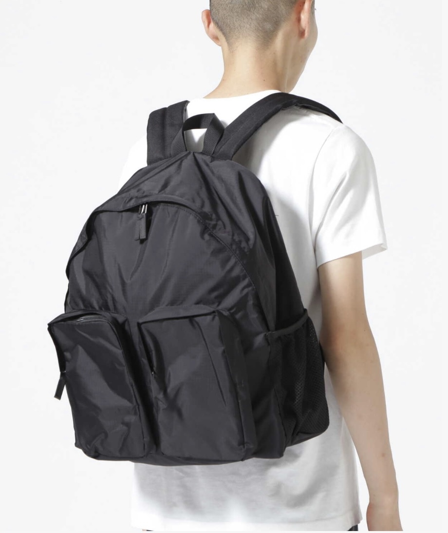 PACKING/パッキング/RIP STOP DP BACK PACK PA-032/リップストップダブルポケットバックパック ブラック FREE