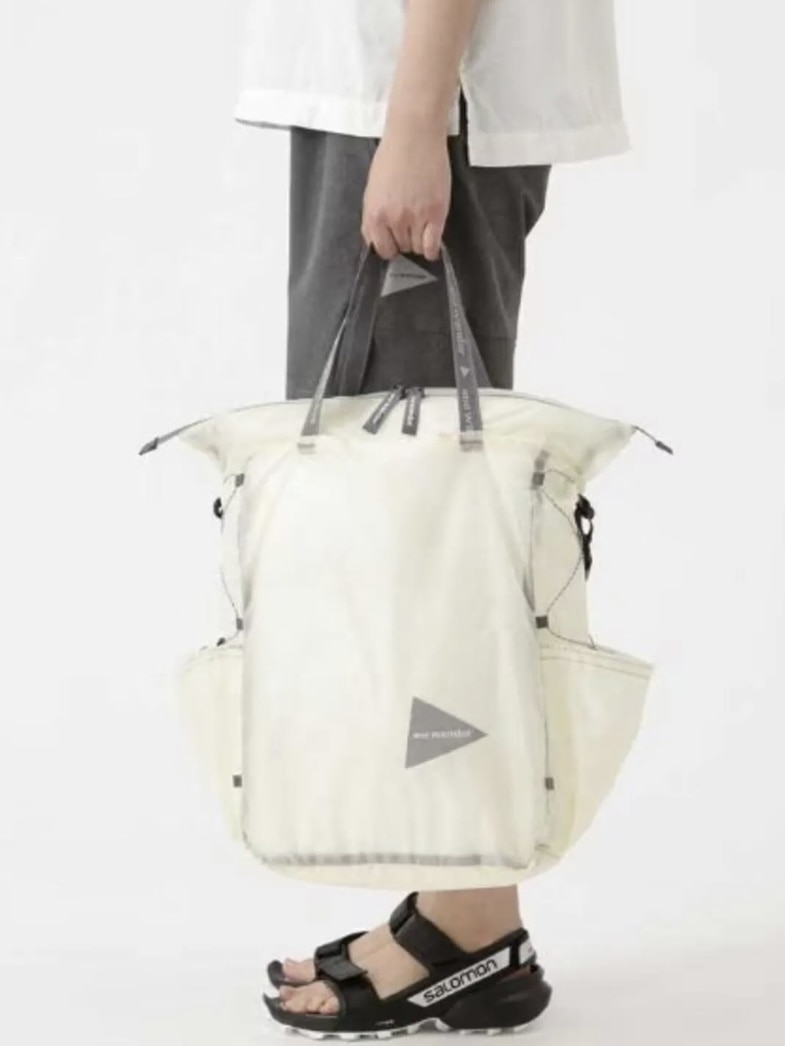 and wander/アンドワンダー/sil tote bag/シルトートバッグ ホワイト FREE
