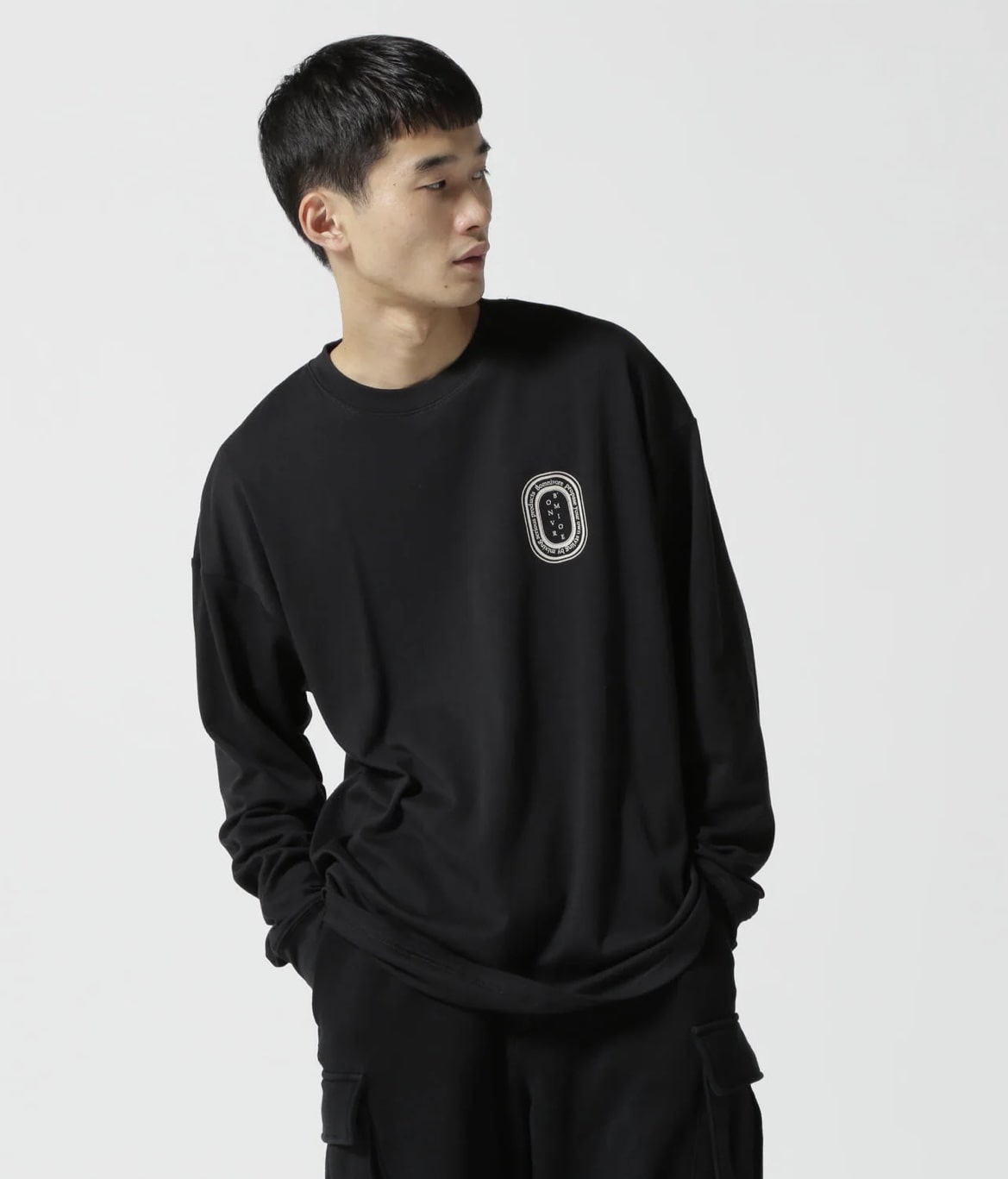 B omnivore/ビーオムニボー LOGO L/S Tee BLACK M