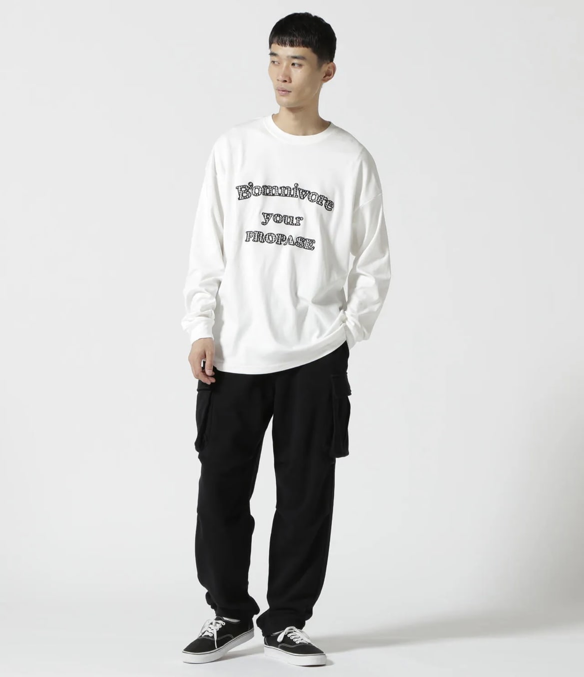 B omnivore/ビーオムニボー propase L/S Tee WHITE M